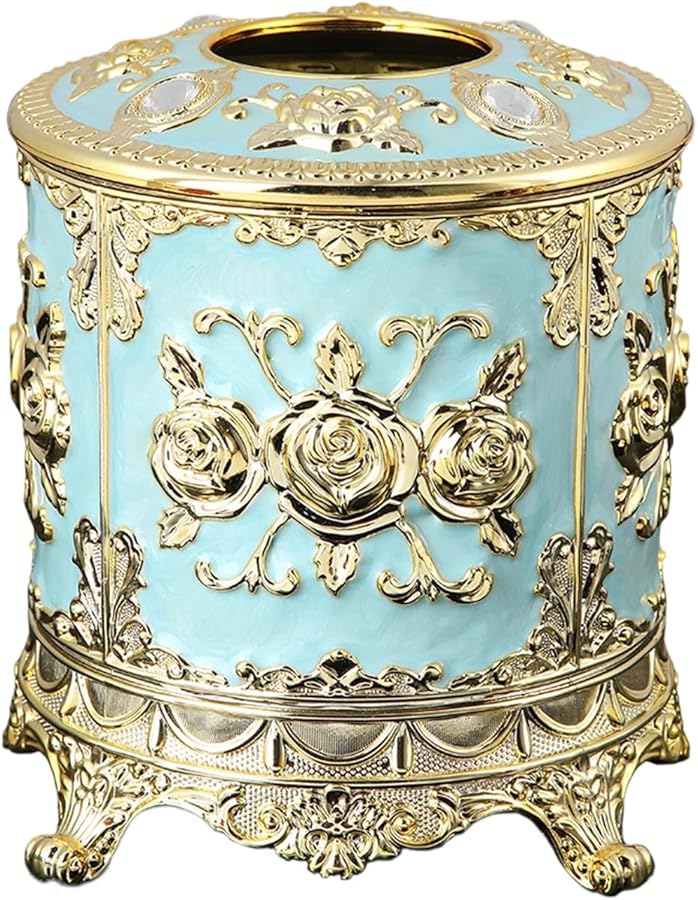 صندوق مناديل زخرفي مطلي بالمينا السماوي لتنظيم طاولة غرفة المعيشة والمطبخ - Image 1